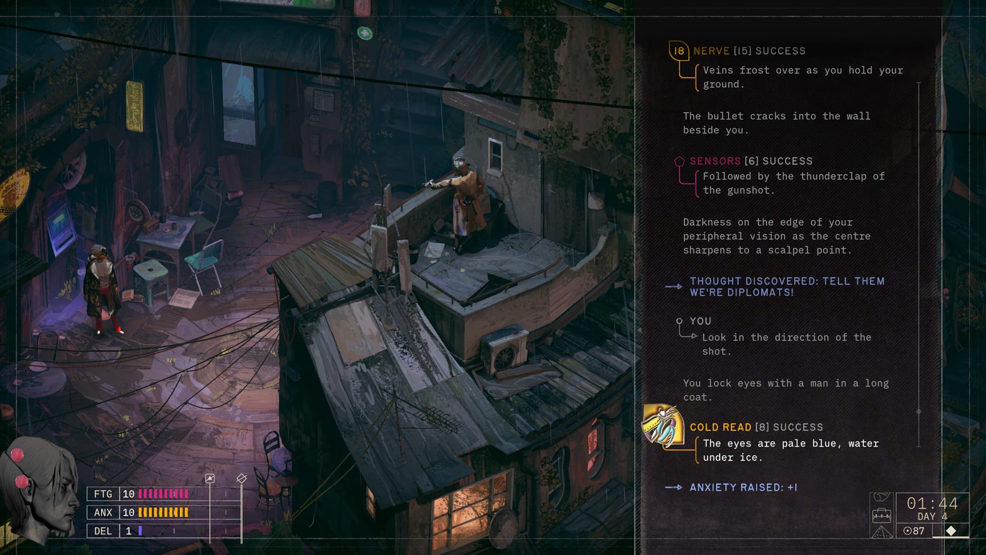 An enemy spy holds CASCADE at gunpoint from afar.