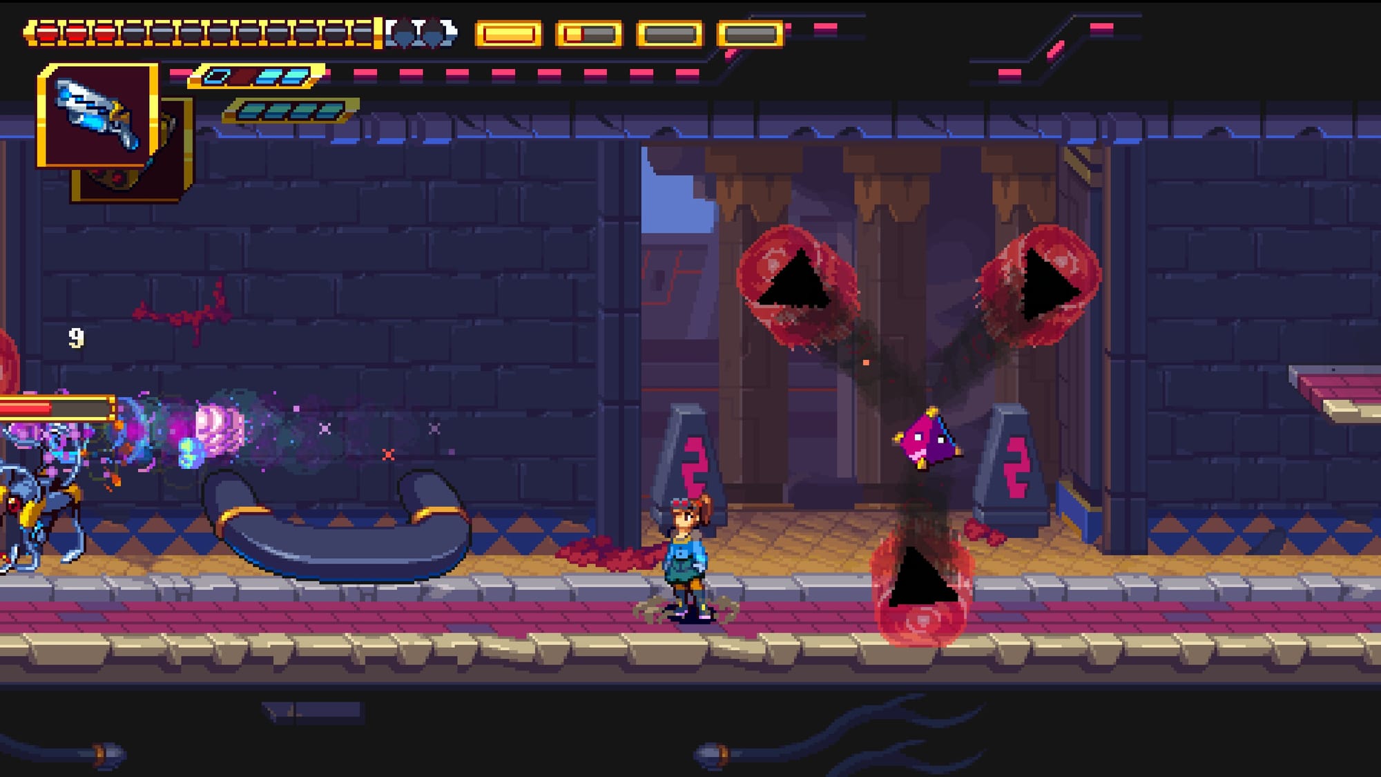 The 16-bit art style is vibrant and fun