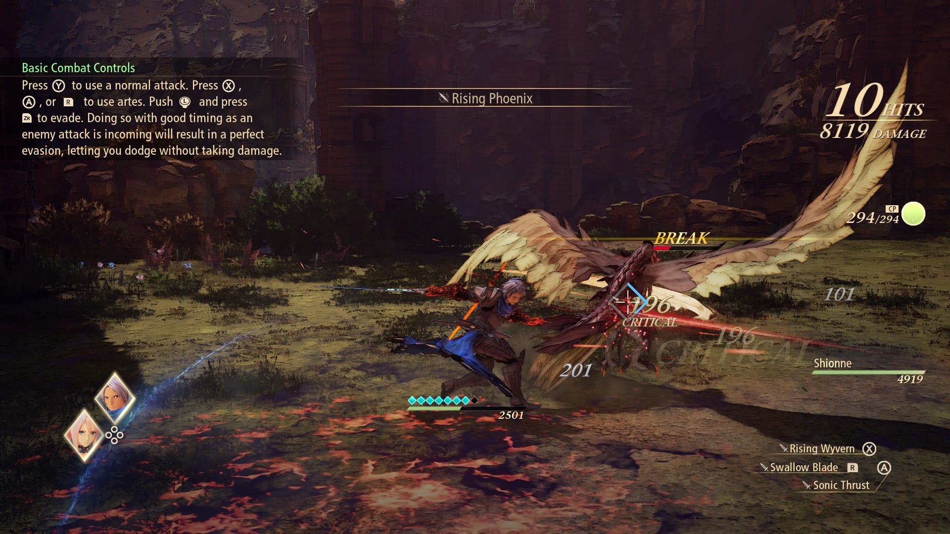 The first combat tutorial in Beyond the Dawn
