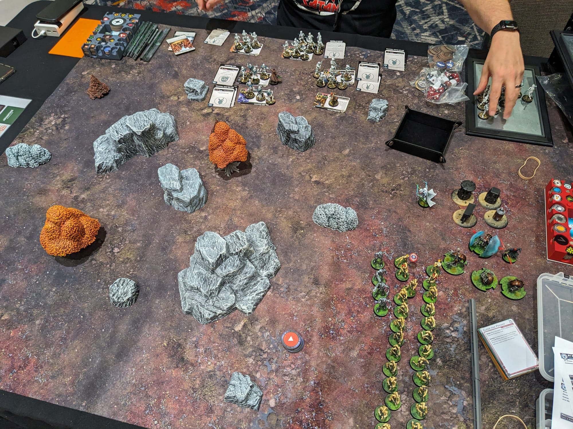 The table set up to play Clones vs. Droids