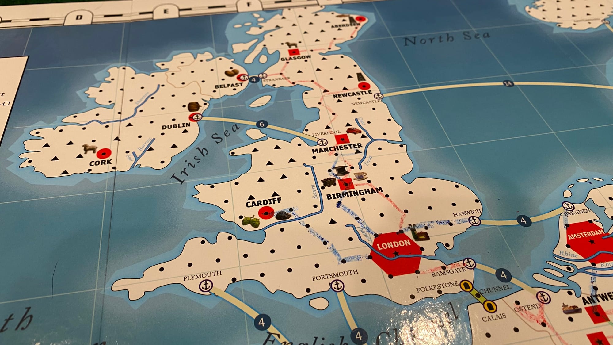 Track across the English portion of the board
