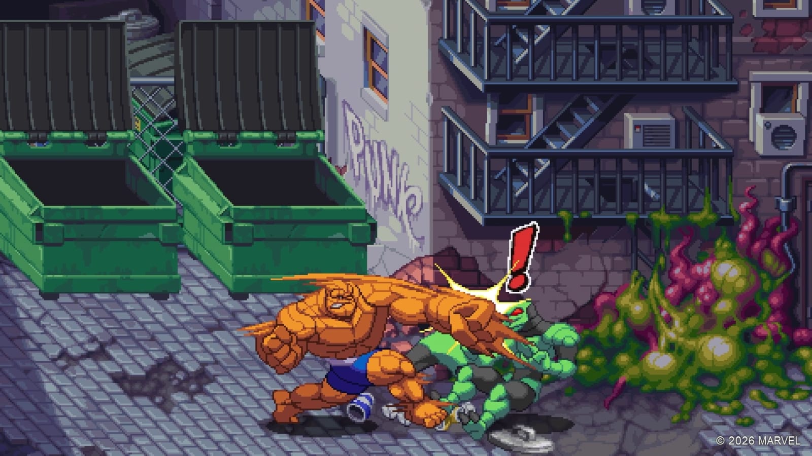 The Thing punching some goons.