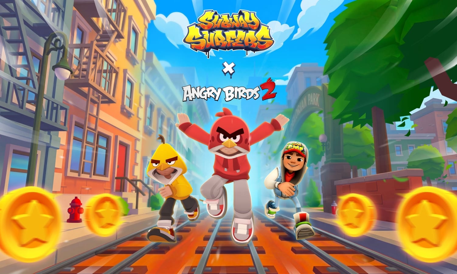 Key art for the Subway Surfers and Angry Birds 2 crossover.