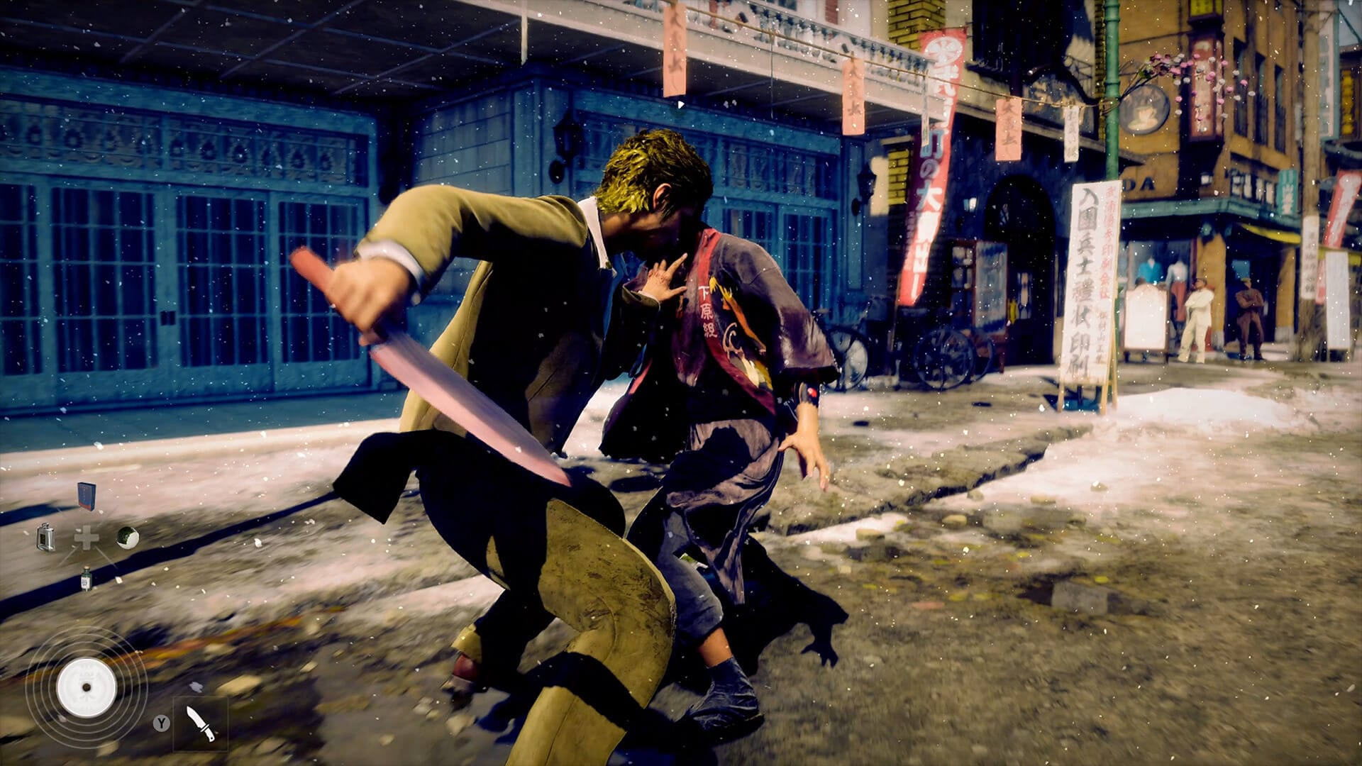 Makoto wielding a knife.