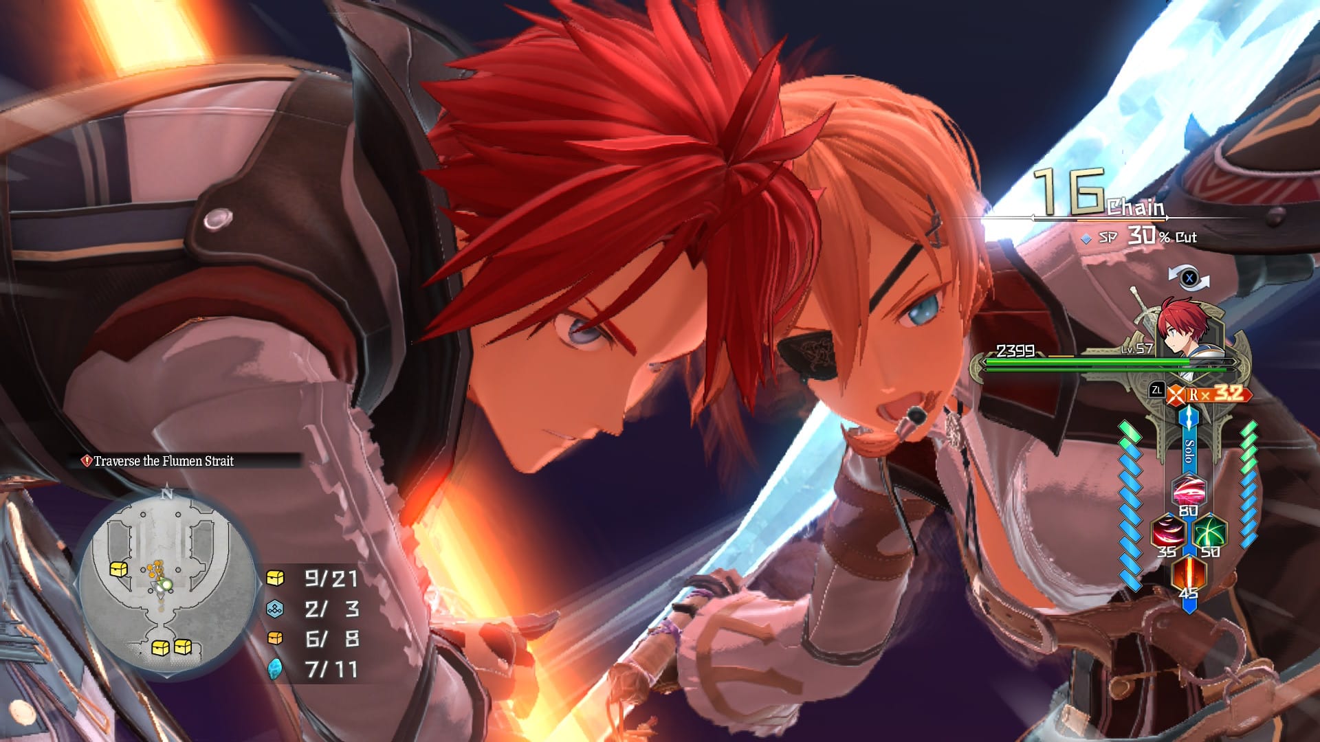 Adol and Karja teaming up for a big attack.