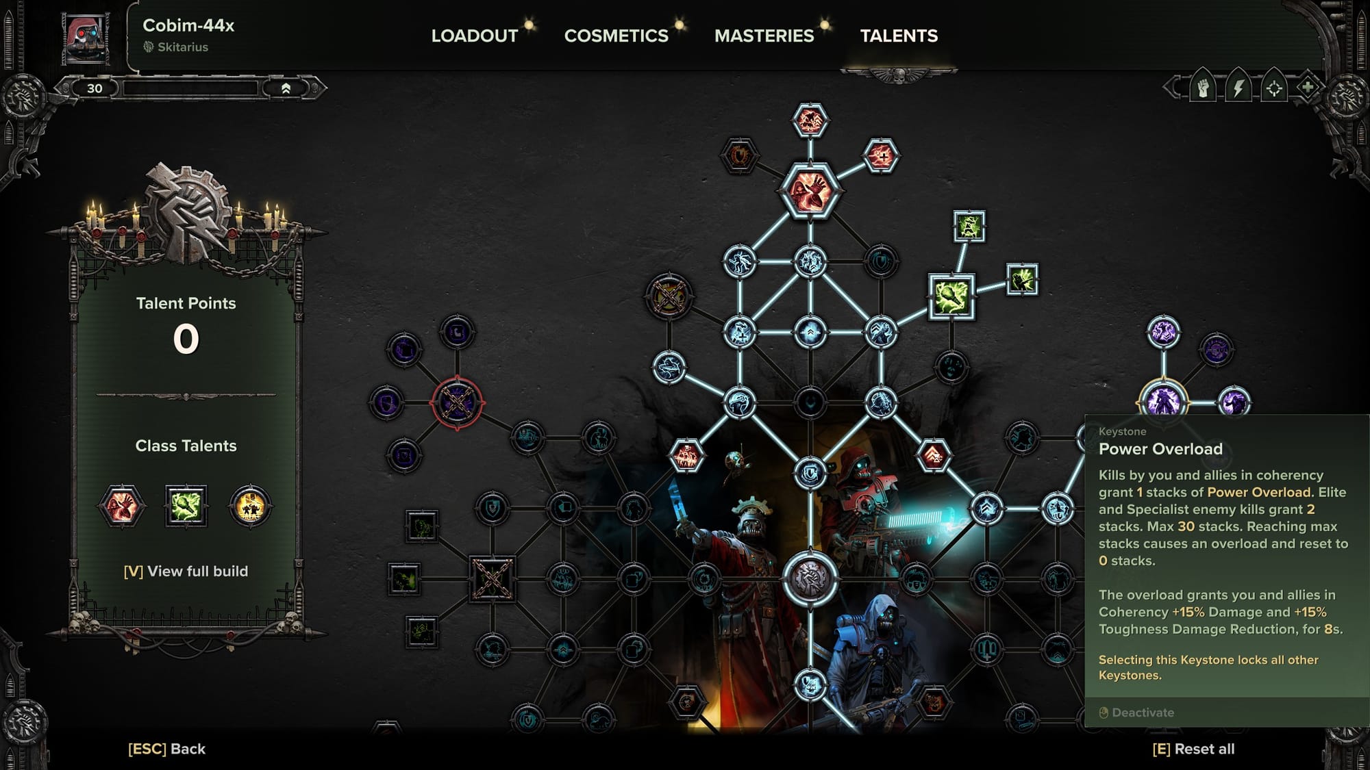 A screenshot of the Skitarii talent tree, showcasing its circular structure.