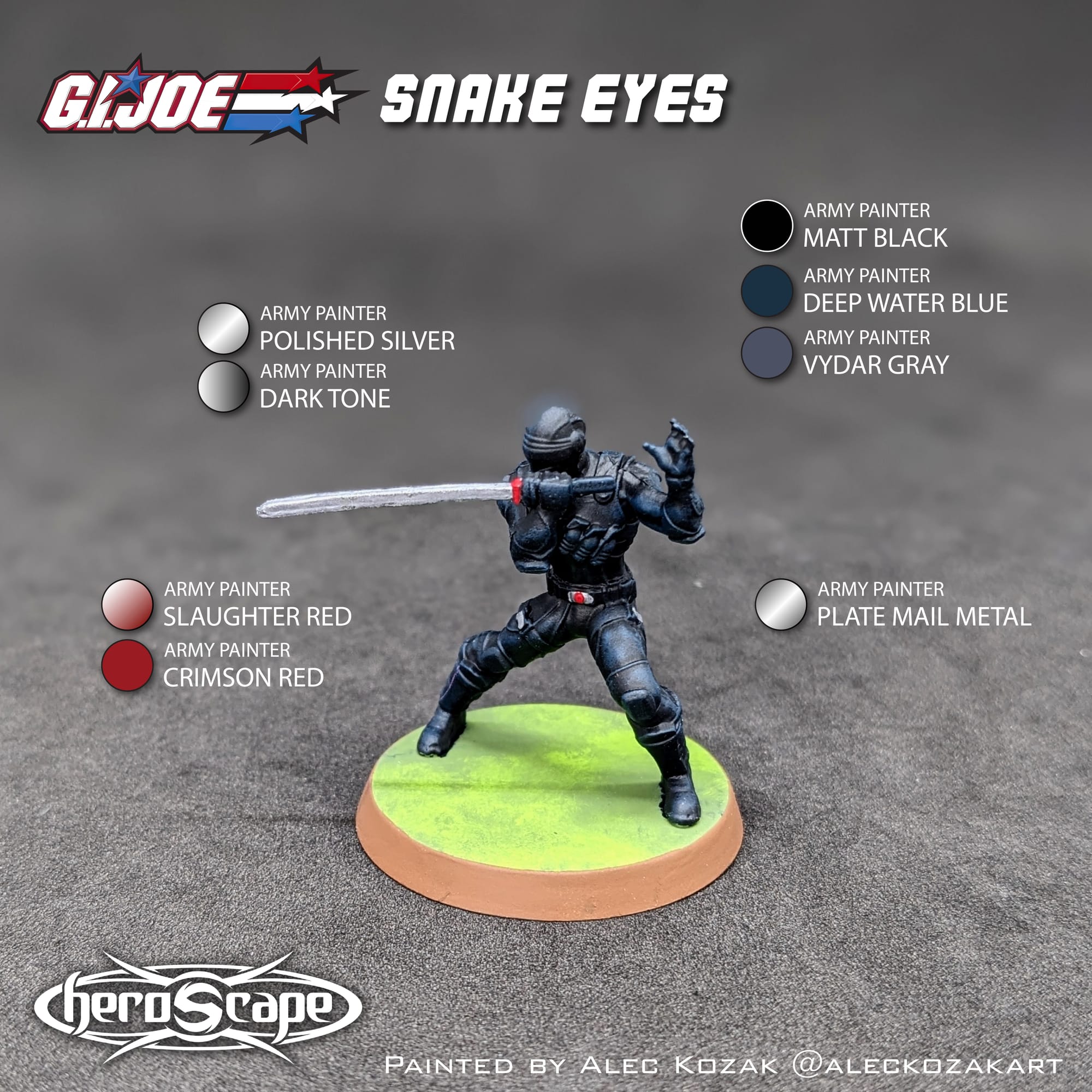 Heroscape G.I. JOE Rumble at the Rift Snake Eyes Painted by Alec Kozak