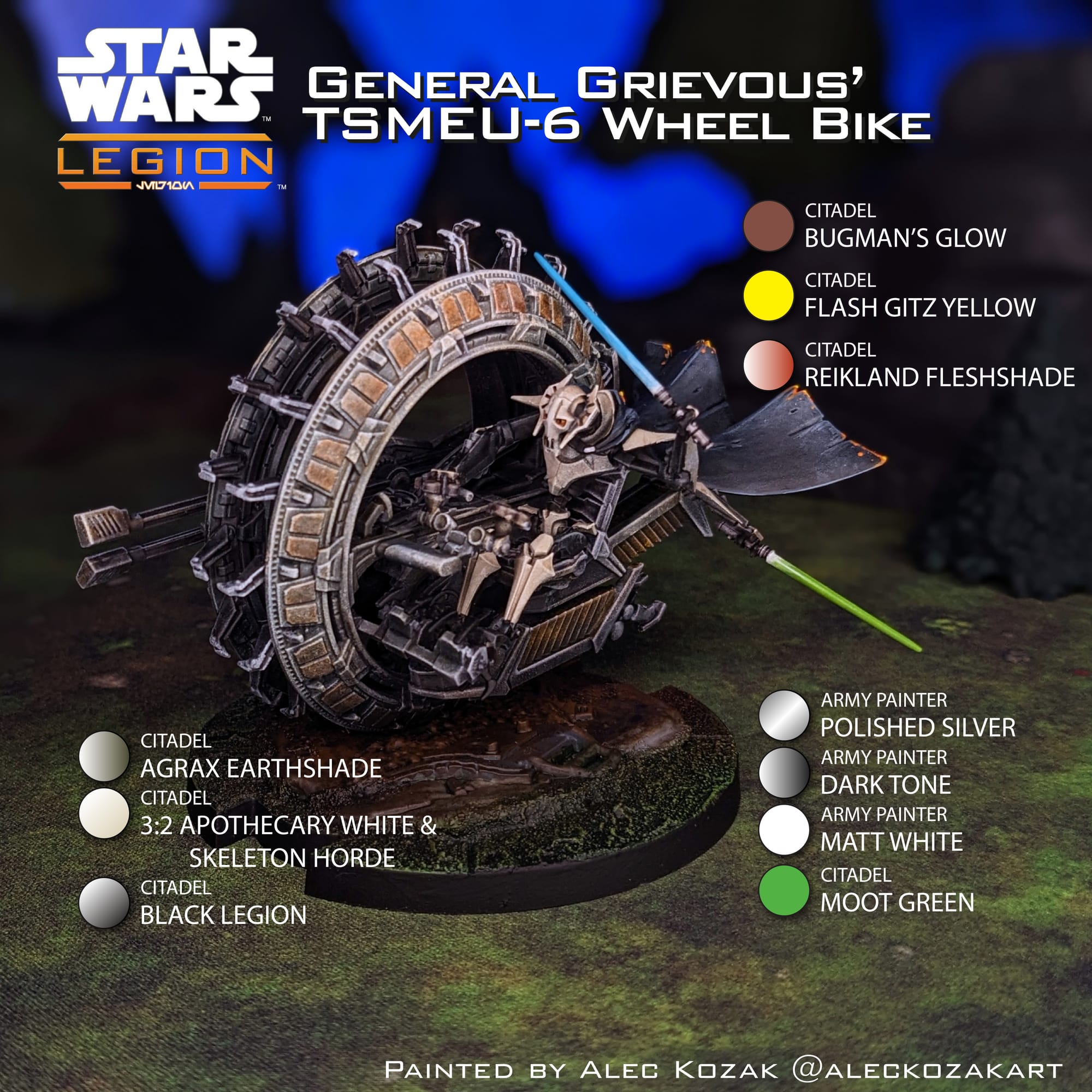 General Grievous’ TSMEU-6 Wheel Bike painted by Alec Kozak Front