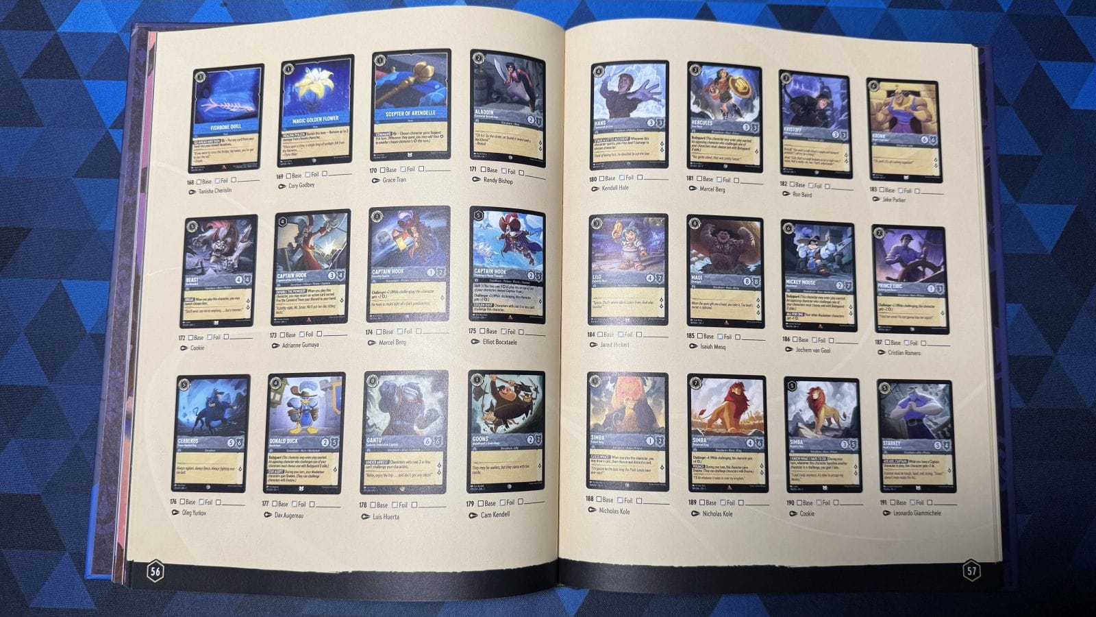 An open book showing the collection tracker.