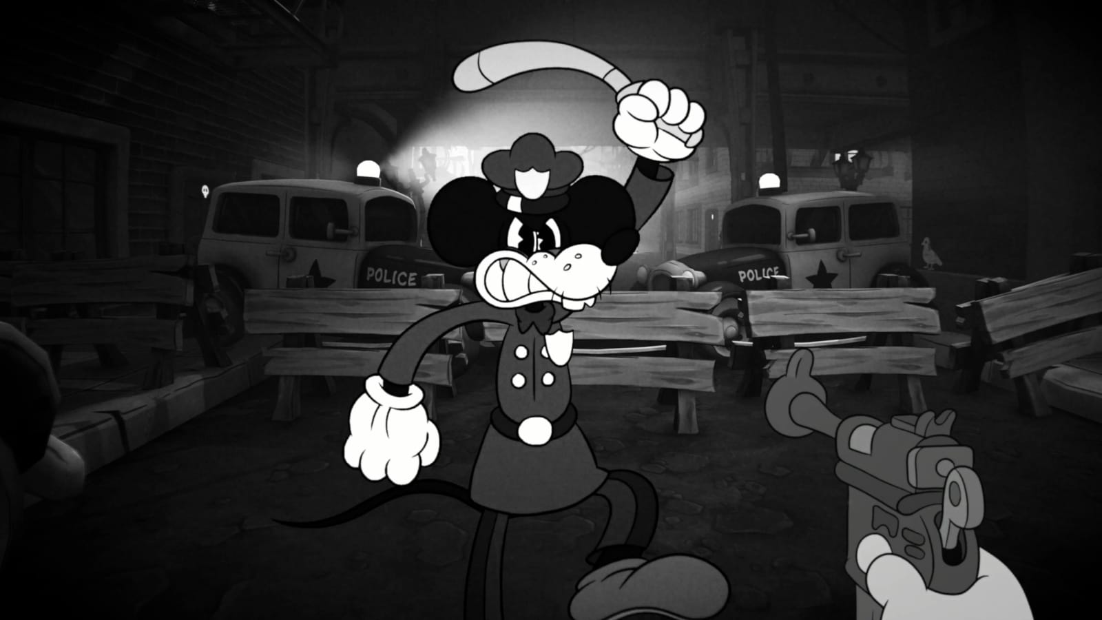 Battling a cop.