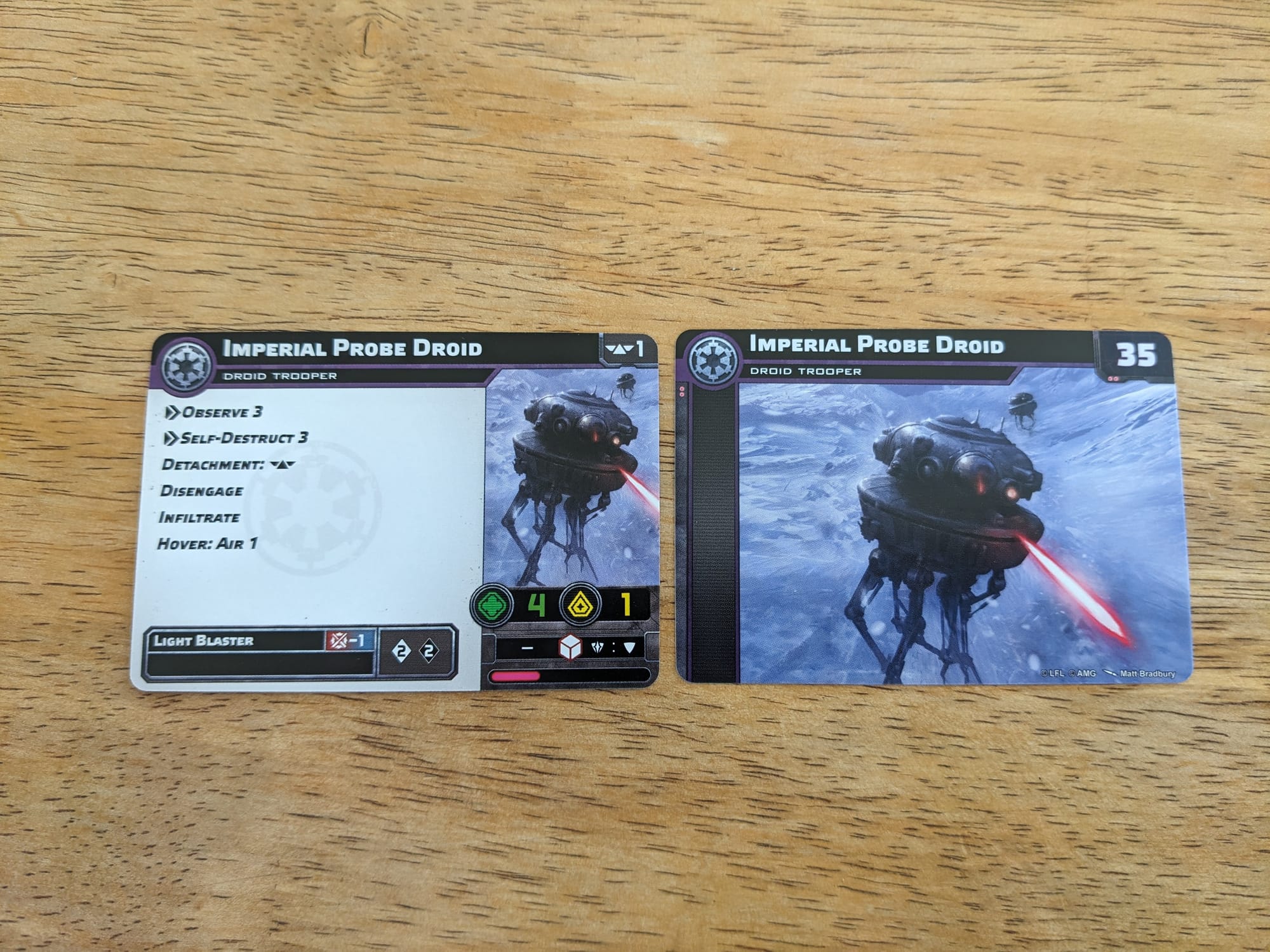 Imperial Probe Droid Unit Card Front and Back