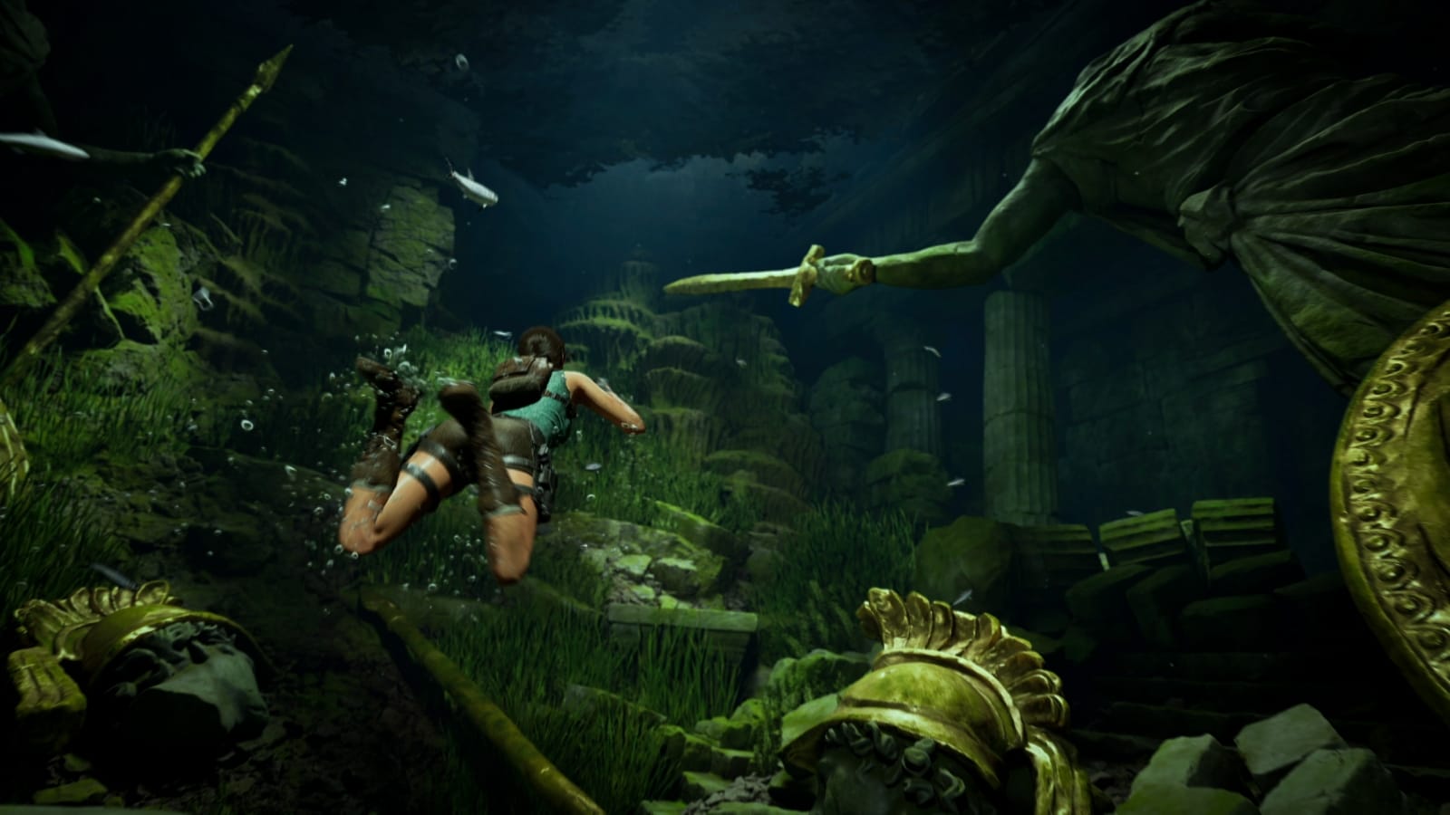 Exploring underwater.