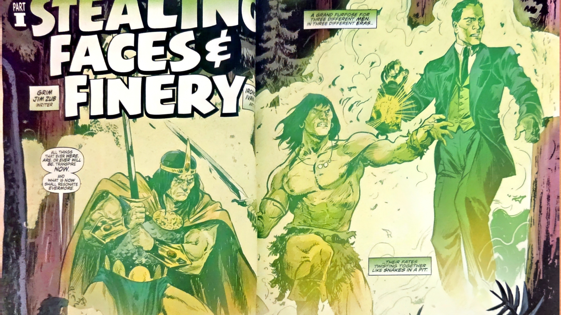 King Kull, Conan, and John Kirowan appear in a vision by a Pict elder in the distant past.