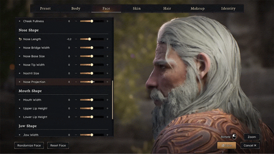 Customizing the face
