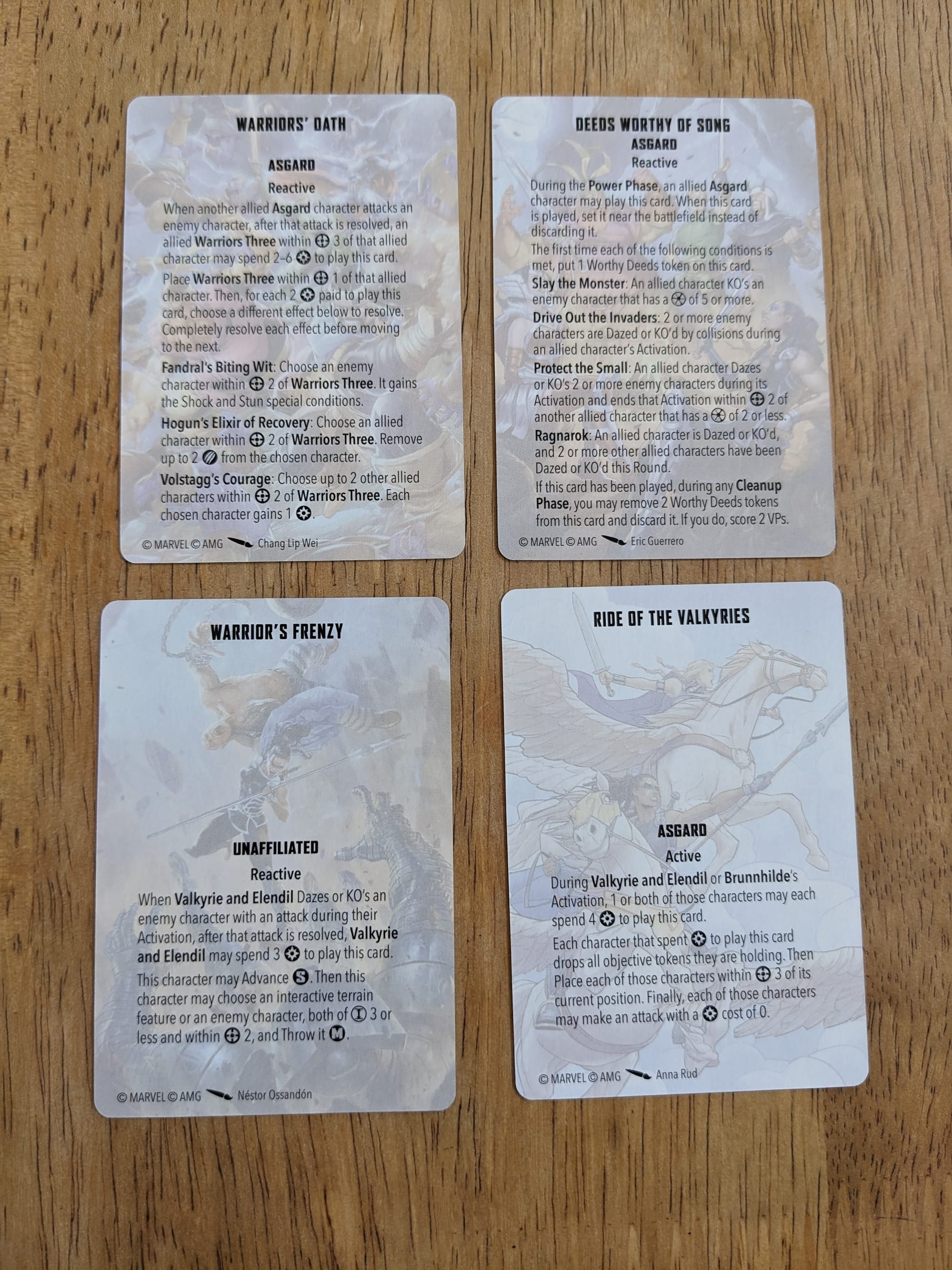 Team Tactic Cards for Valkyrie and Elendil & Warriors Three
