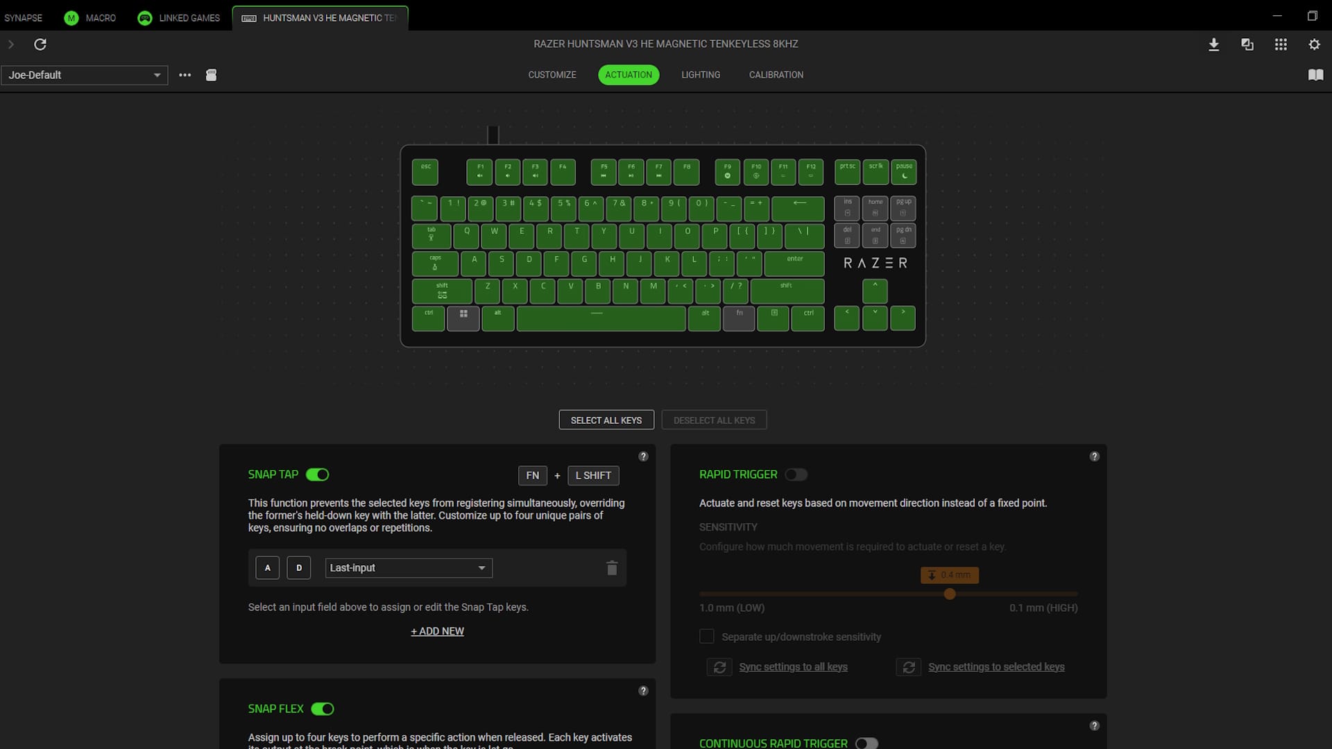 Razer's software gives you a host of powerful options