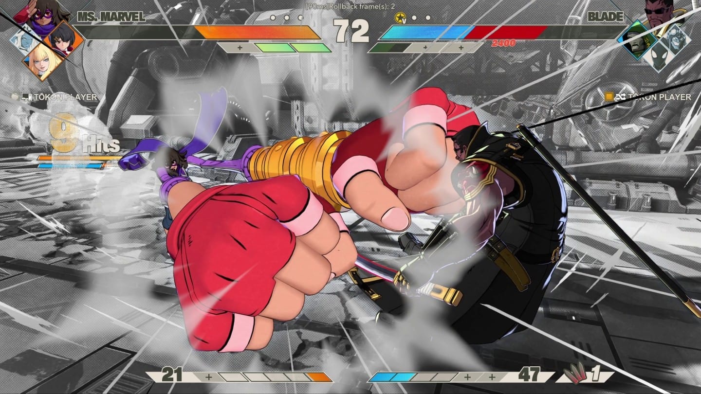 Ms. Marvel using her super on Blade