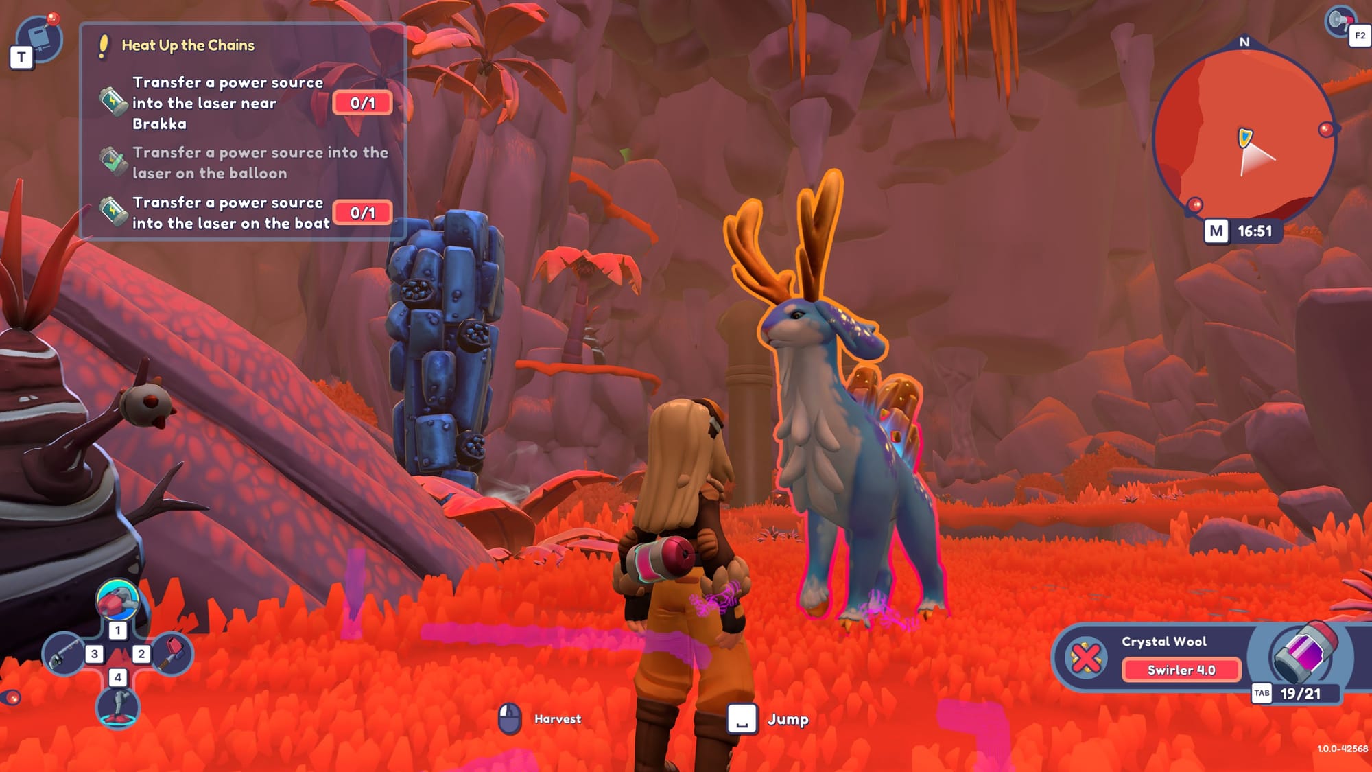 The player character observes the wildlife on Boulderia Island.