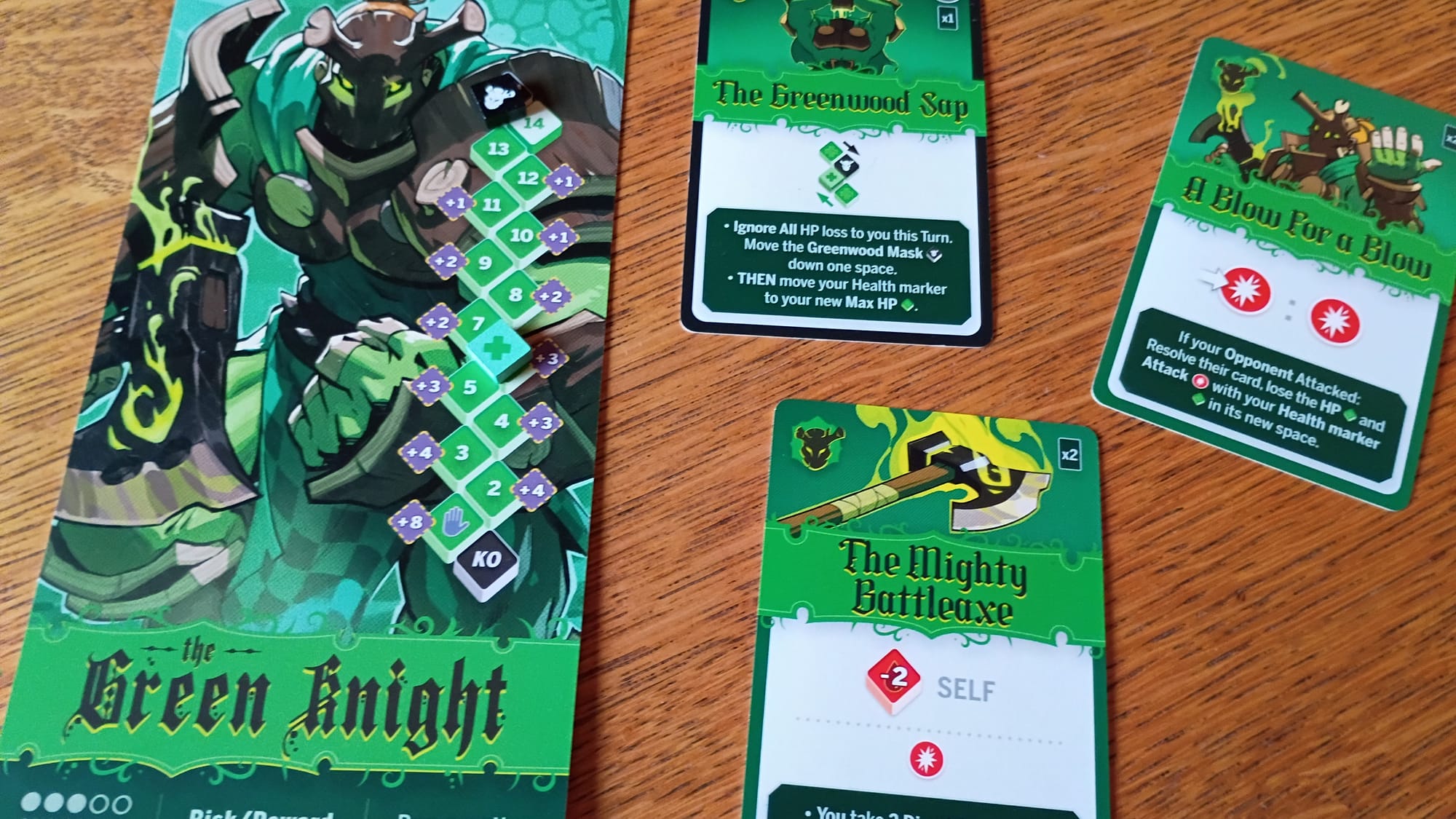 The Green Knight's board and cards