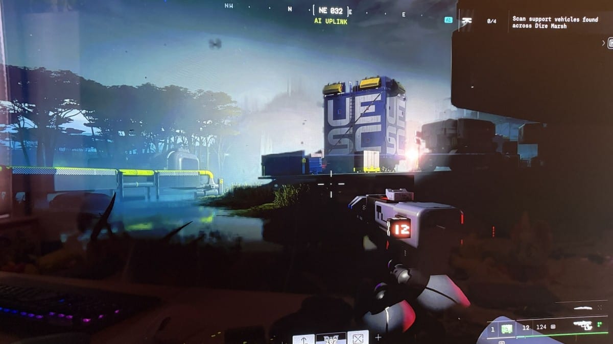 Marathon's Dire Marsh area on the 32” Odyssey OLED G73SH Gaming Monitor