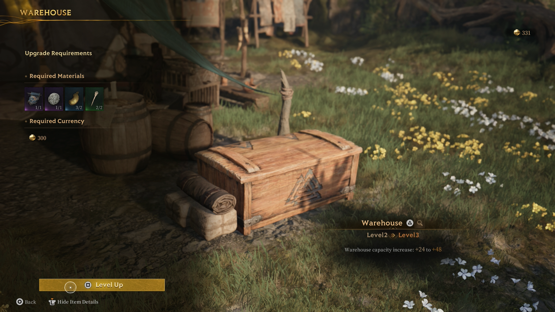You'll want to upgrade everything in your camp, but that takes time and rare materials.