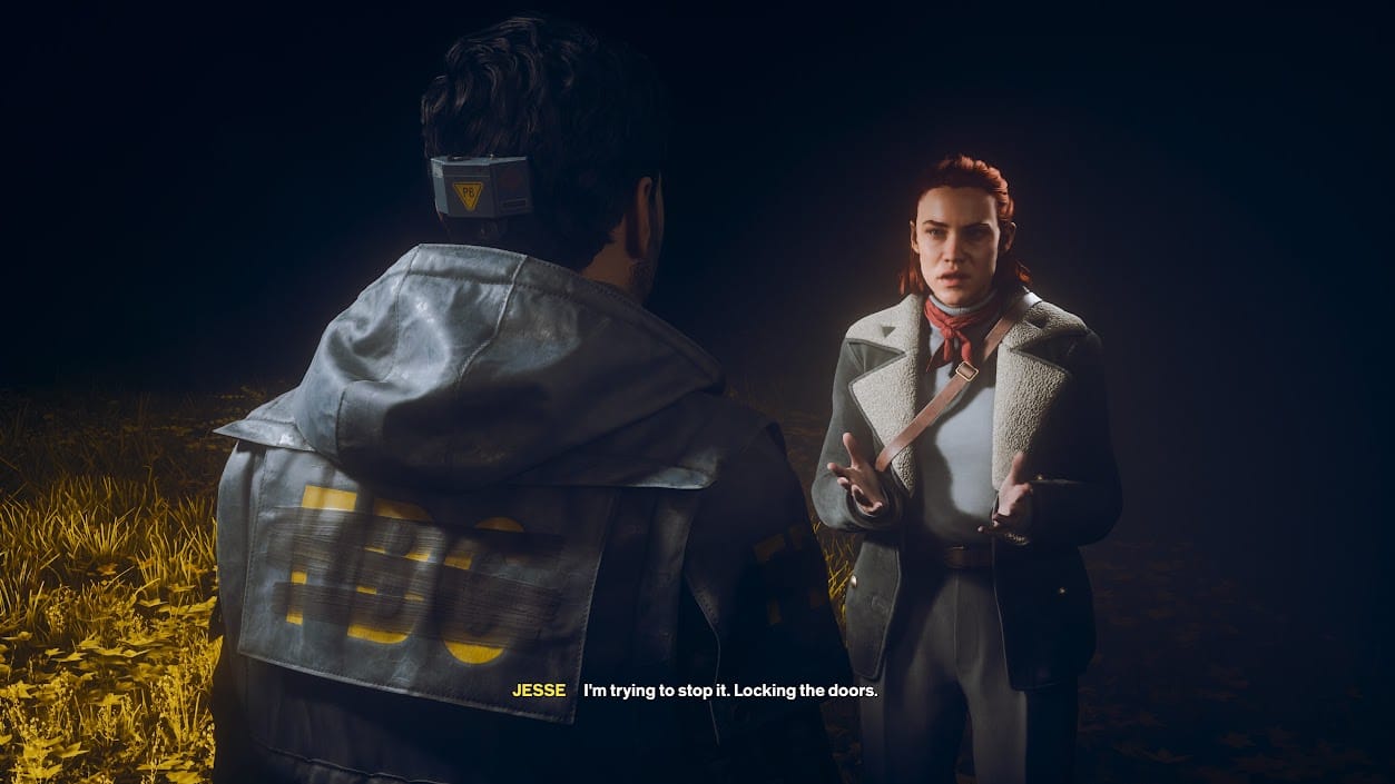 Jesse Faden explaining to Dylan Faden what her mission away from their reality is