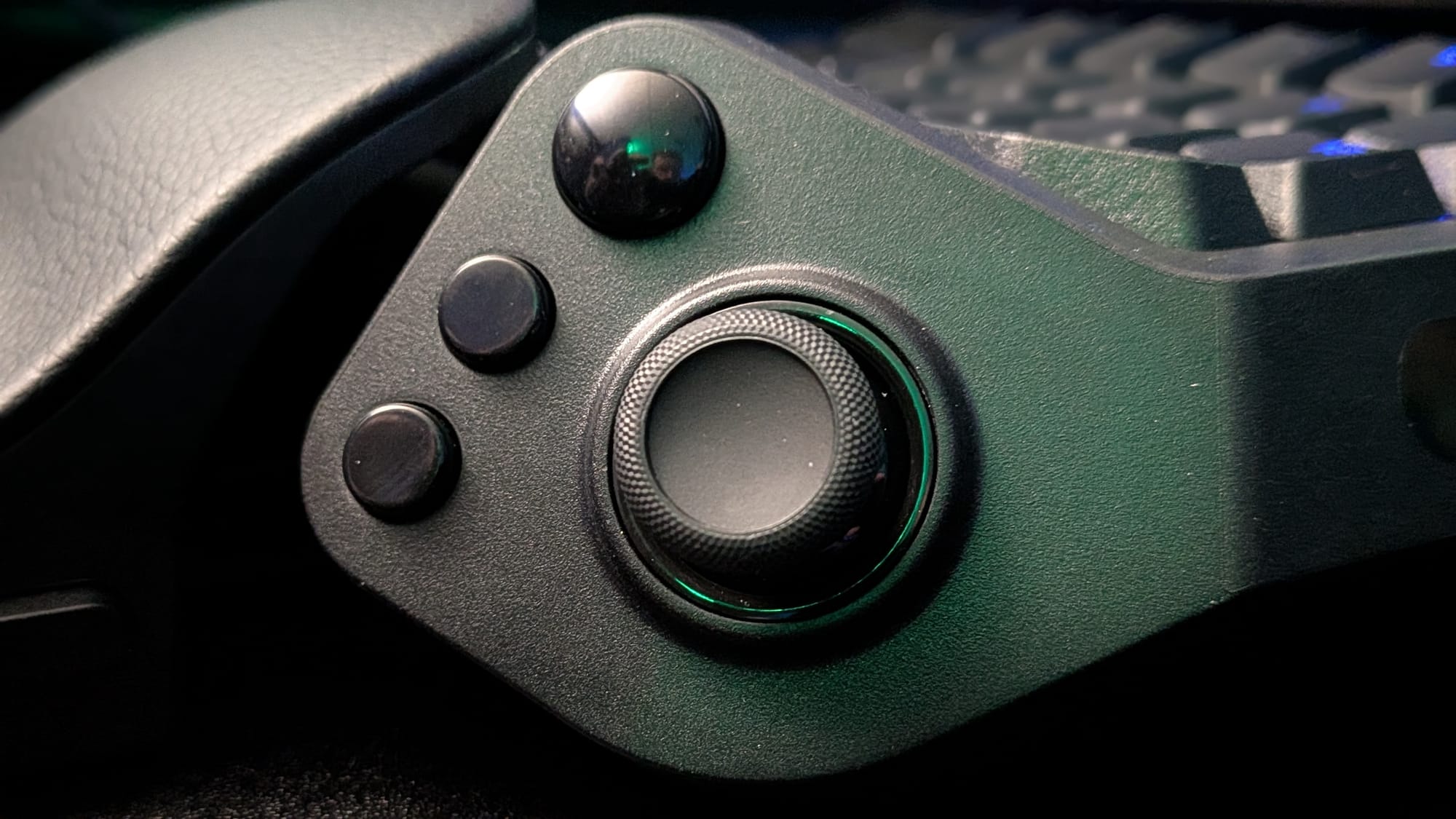 The Tartarus ships with 3 thumbsticks: A short concave, long concave, and short convex