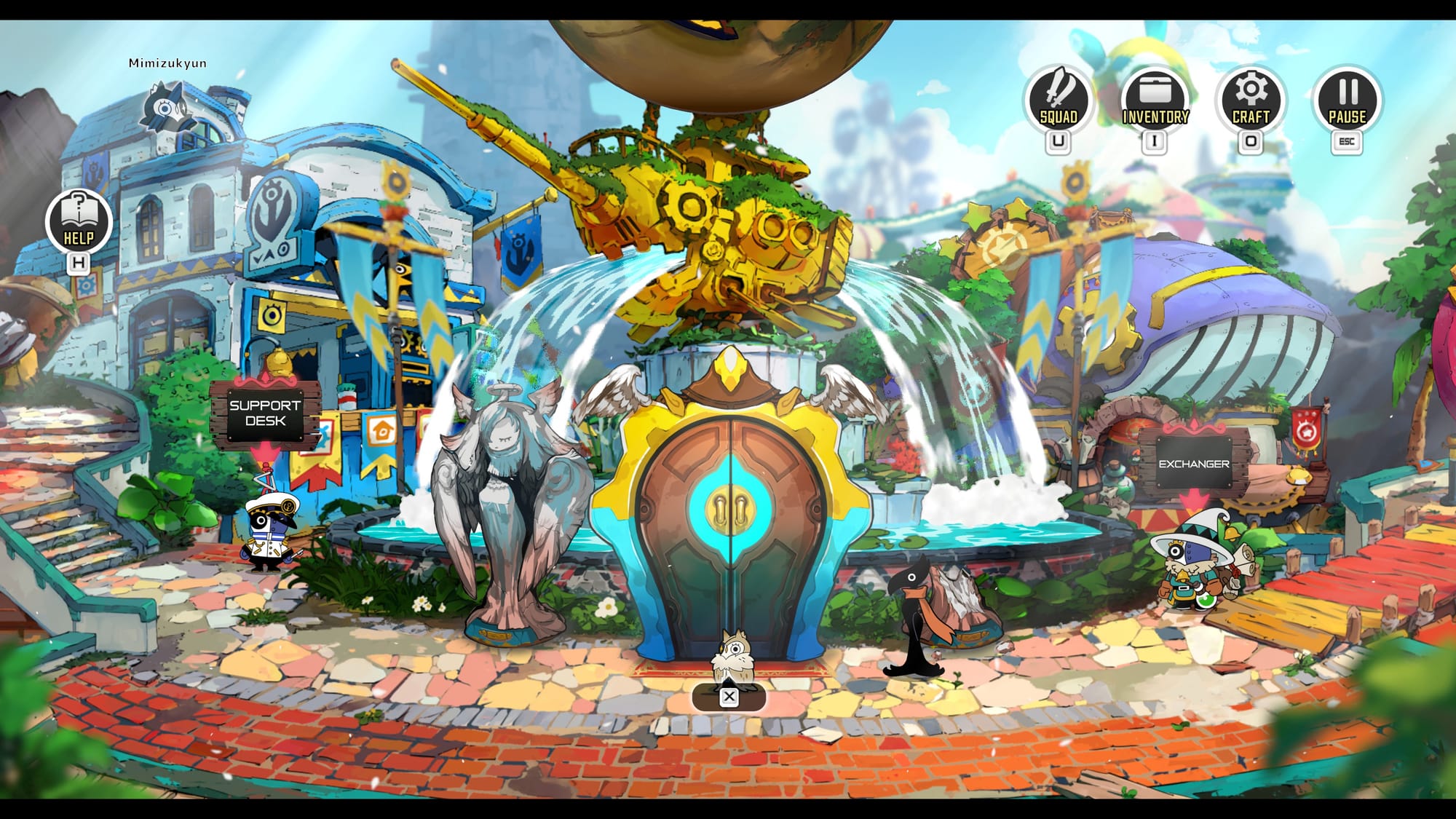 The plaza houses all of your shops and upgrade merchants.