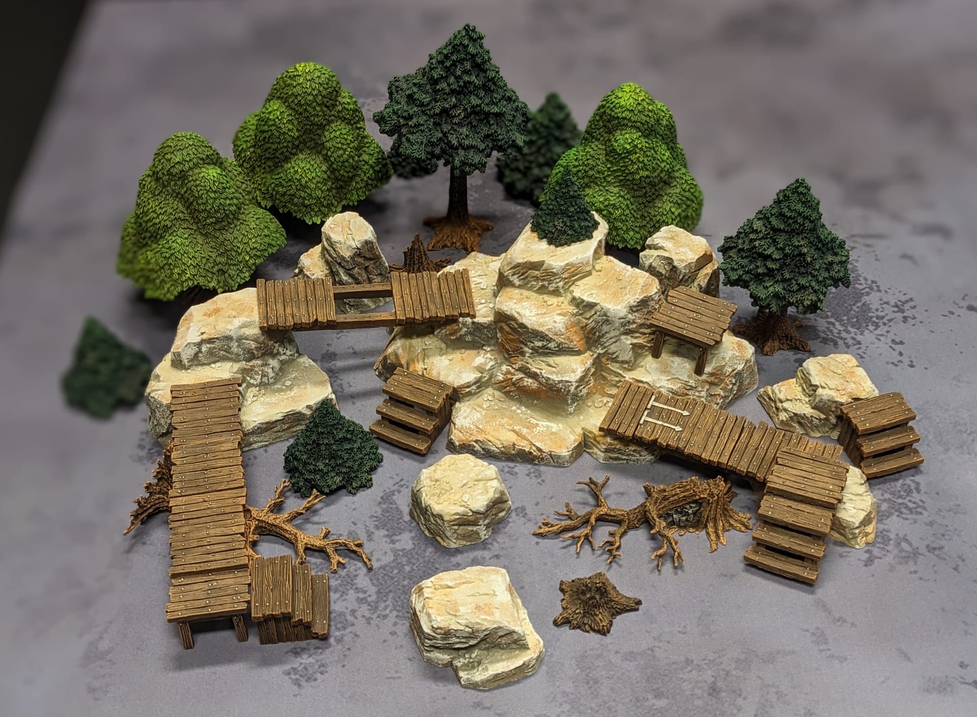 Monster Fight Club Monster Scenery Rocks Trees Wood Bridges Painted