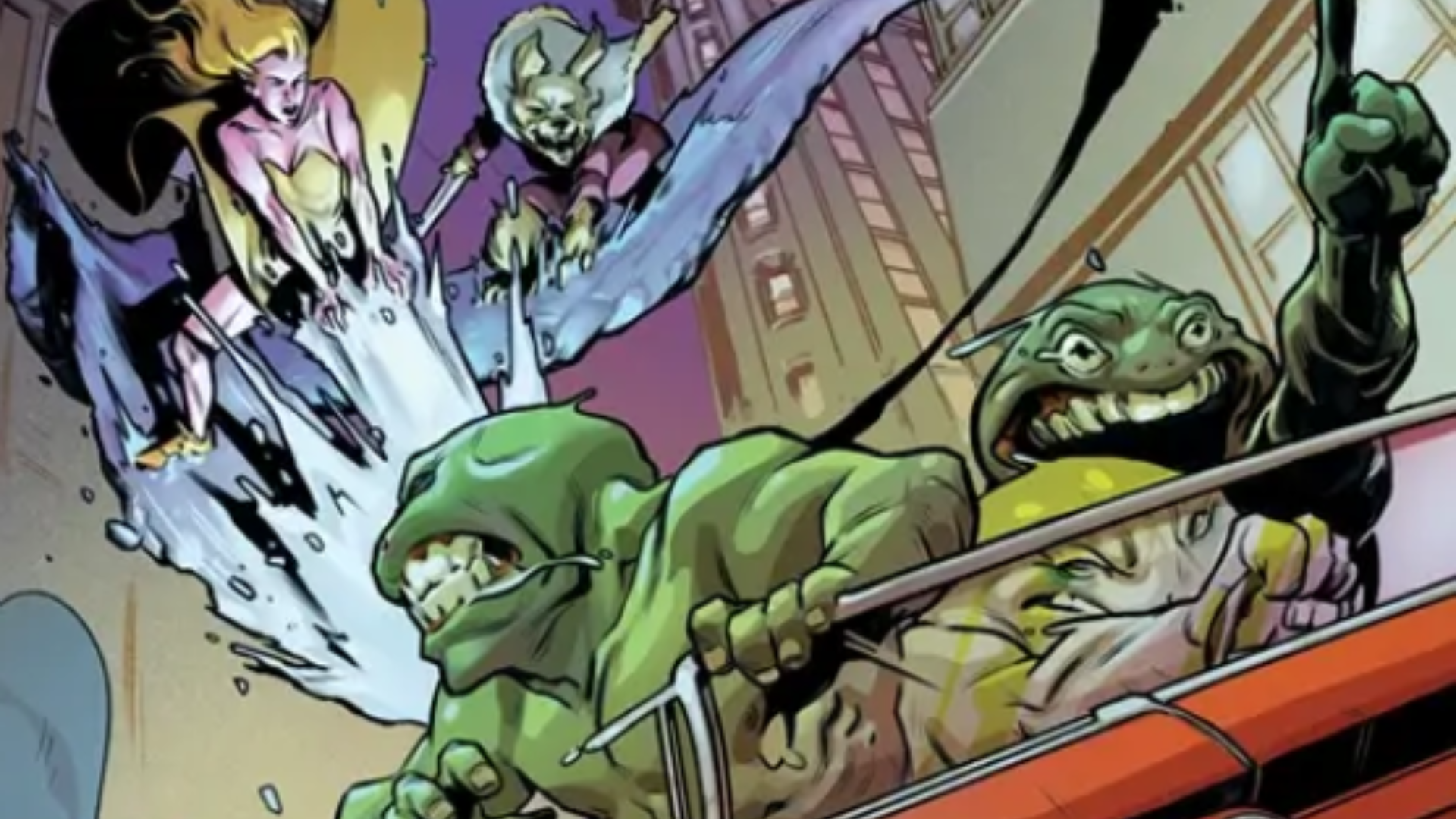 Princess Mae chases down a group of dragons in a high speed chase on the cover of Empiria #3