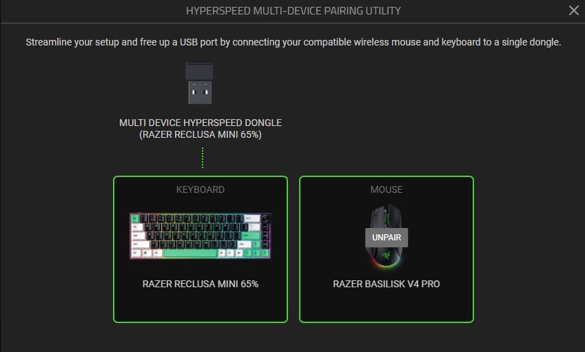The ability to pair multiple devices to a single dongle minimizes your USB space usage