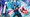 Captain America stands surrounded by the bright lights of countess screens in 2099