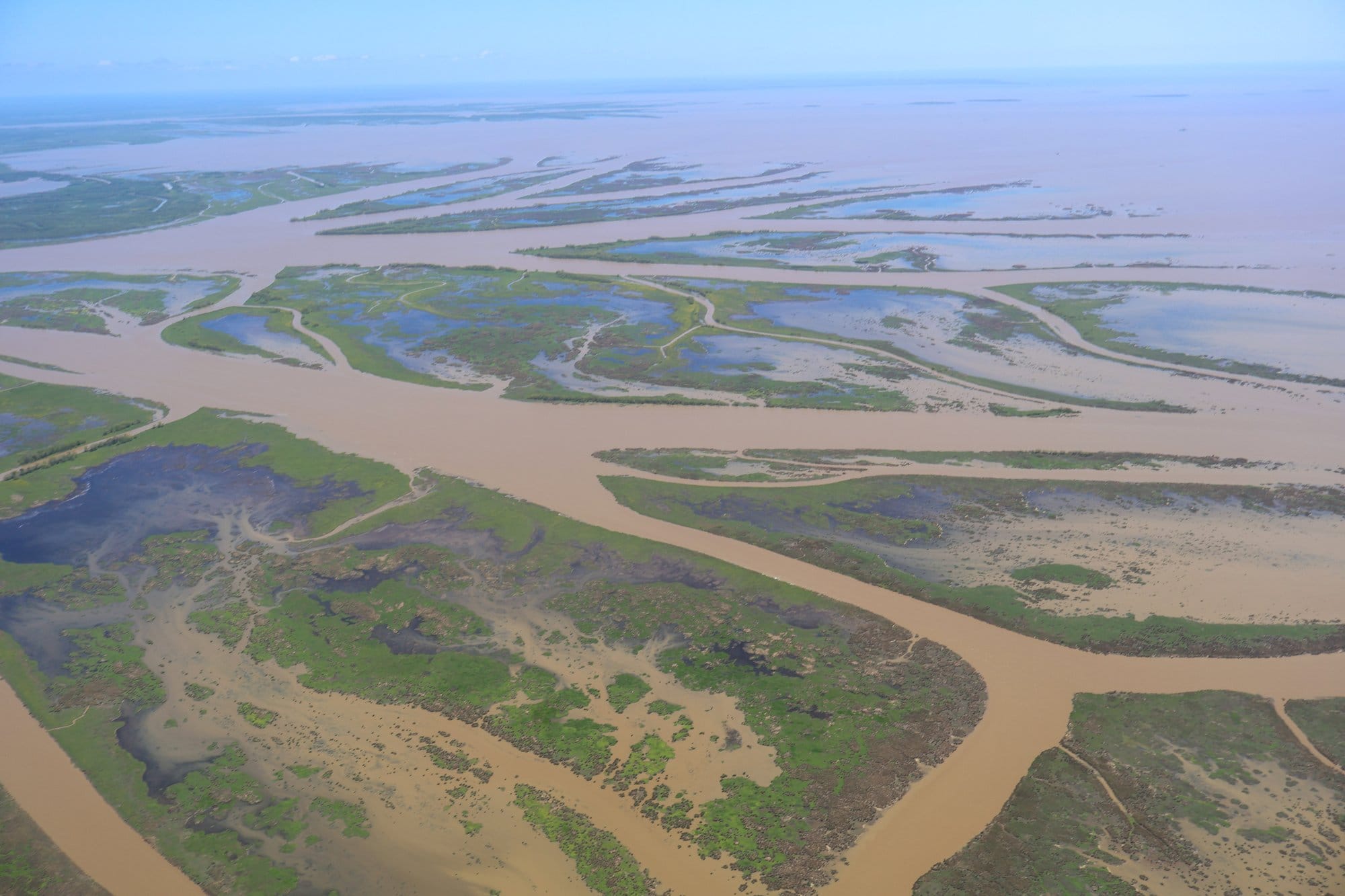 An aerial photo of Wax Lake Delta, a living laboratory on Louisiana’s coast studied by scientists to inform coastal