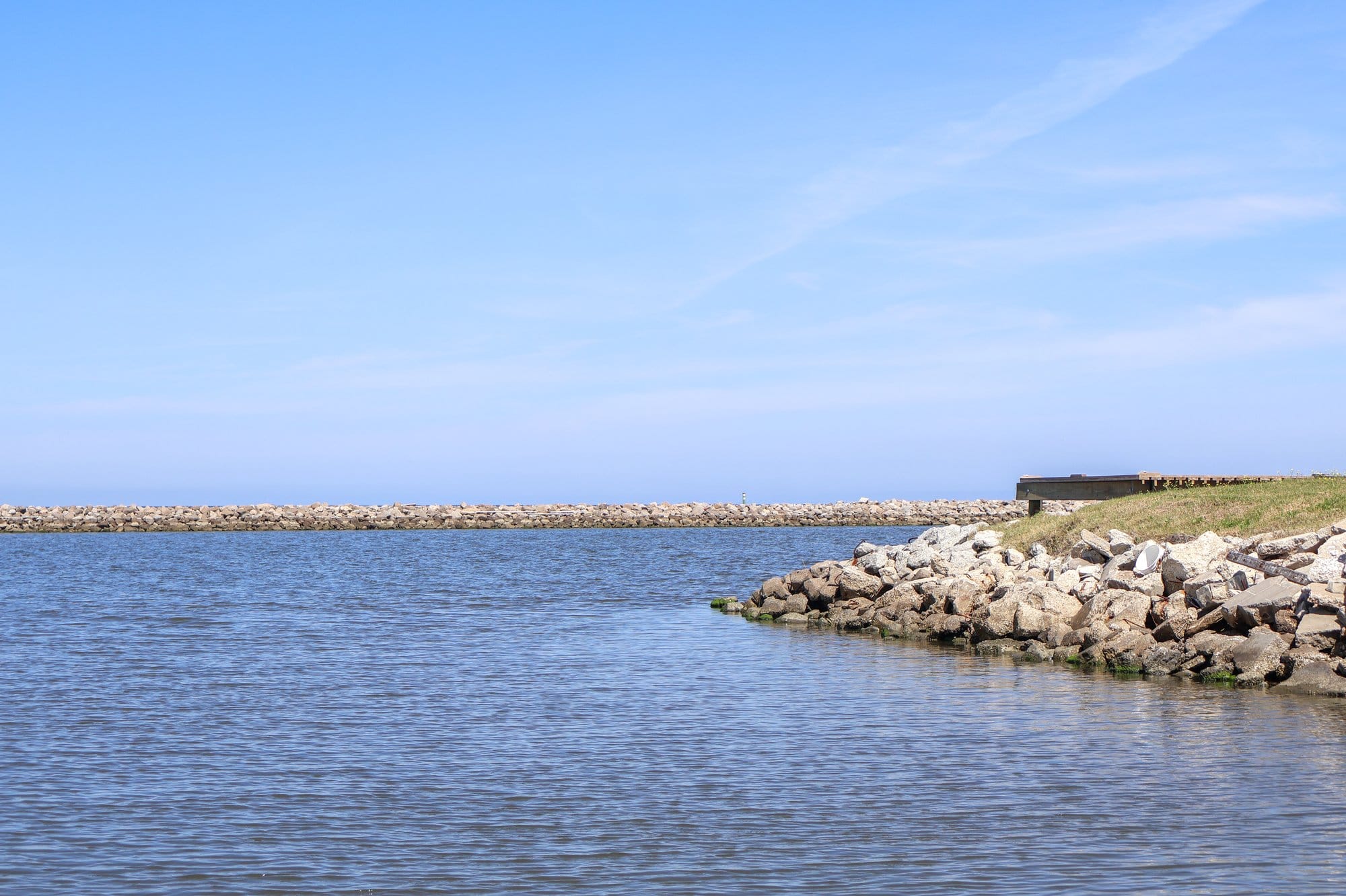 Rocks placed to protect against erosion on Grand Isle, a barrier island along Louisiana’s eastern coast.