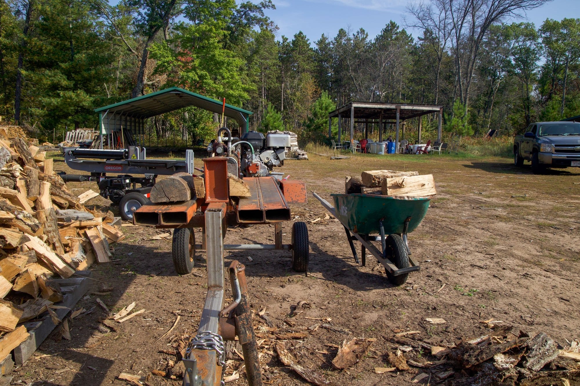 The Interfaith Caregivers firewood bank in Danbury, Wis., photographed Oct.