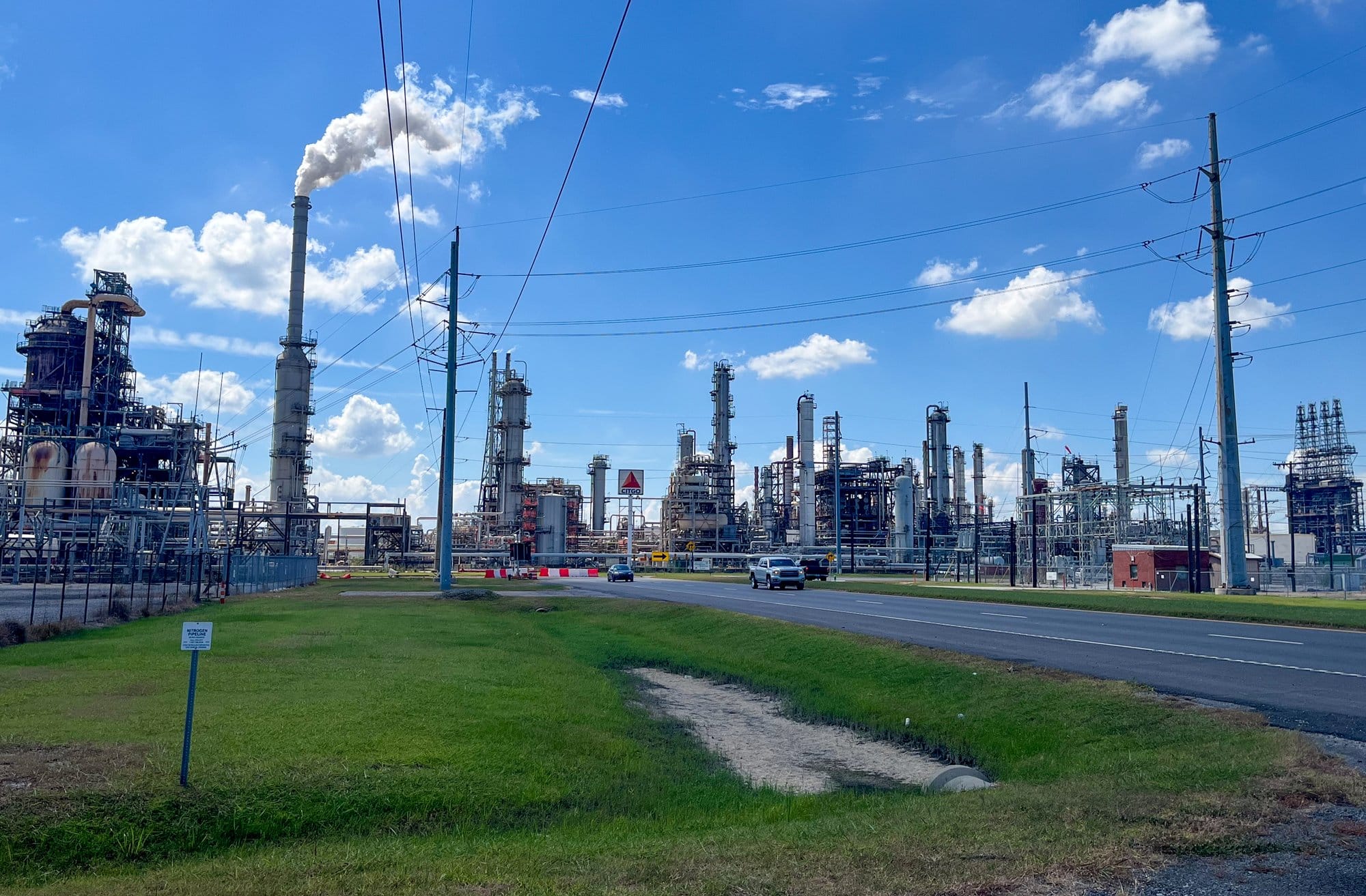 Smoke billows from the Citgo Lake Charles oil refinery near Sulphur, Louisiana, Sept.