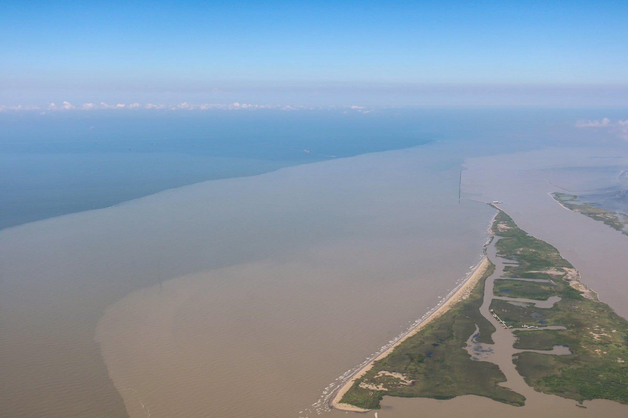 The Mississippi River meets the Gulf of Mexico.
