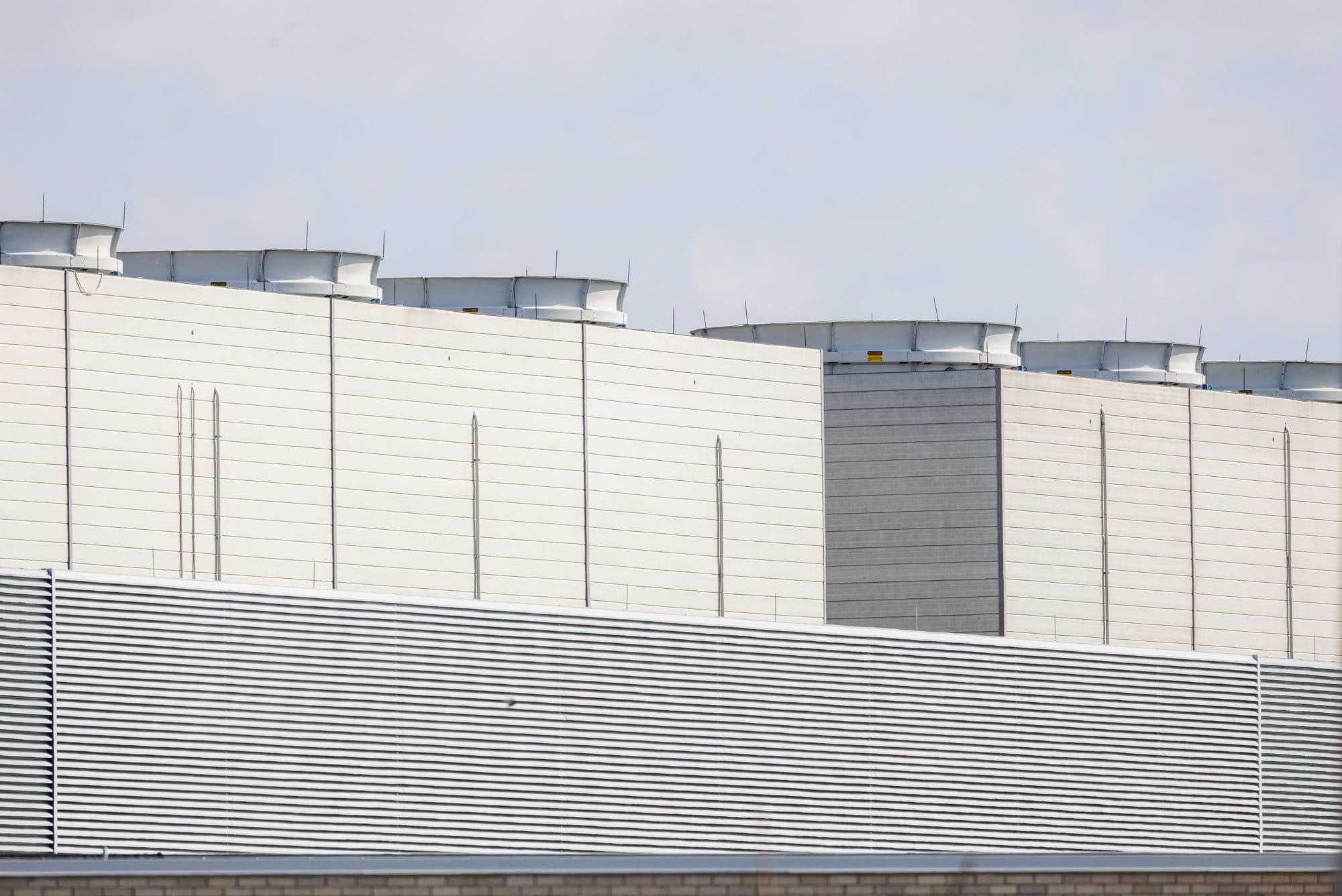 A chilled water facility sits next to the Hellbender data center on Thursday, Feb.12, 2026 in Columbia, Missouri.