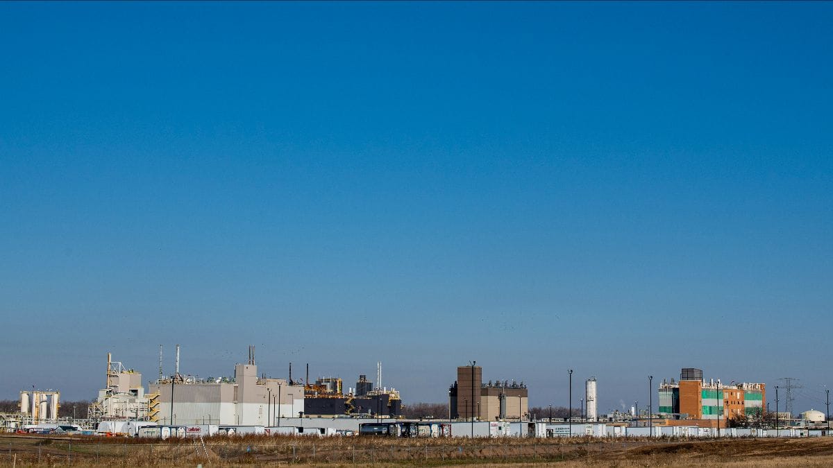 An industrial site on a clear day