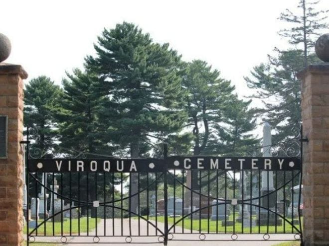The gates for Viroqua Cemetery