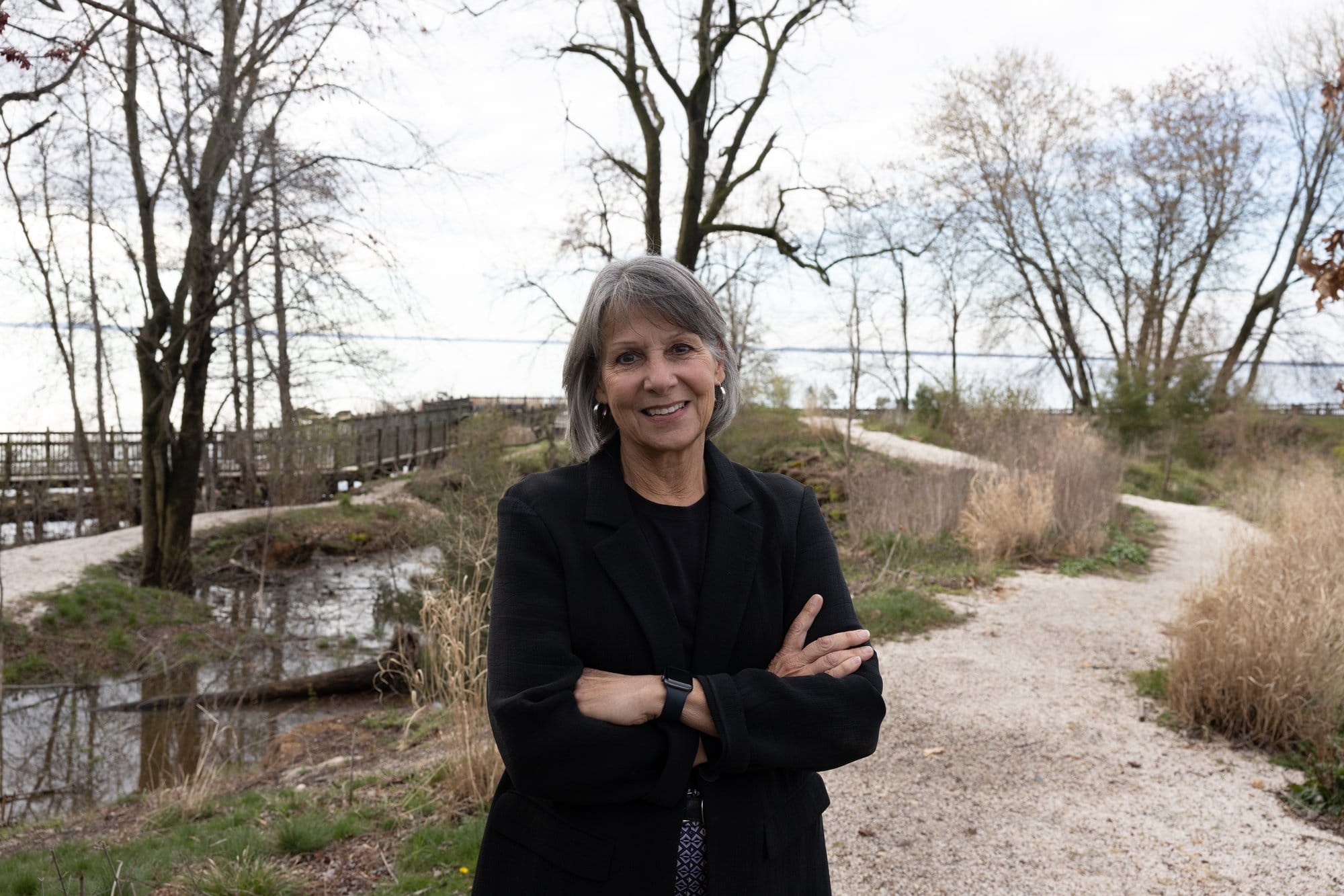 Denice Heller Wardrop, executive director of the Chesapeake Research Consortium, stands for a portrait at the Havre de Grace Maritime Museum.