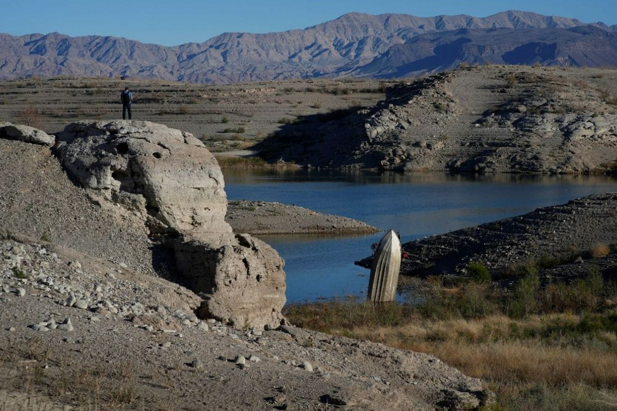 Low water levels at a river in the West
