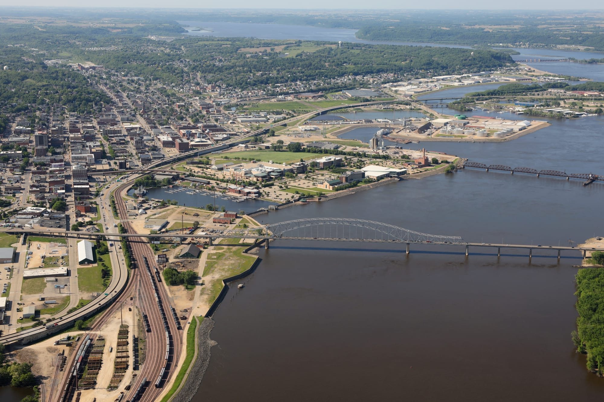 The Mississippi River seen from above near Guttenberg, Iowa.