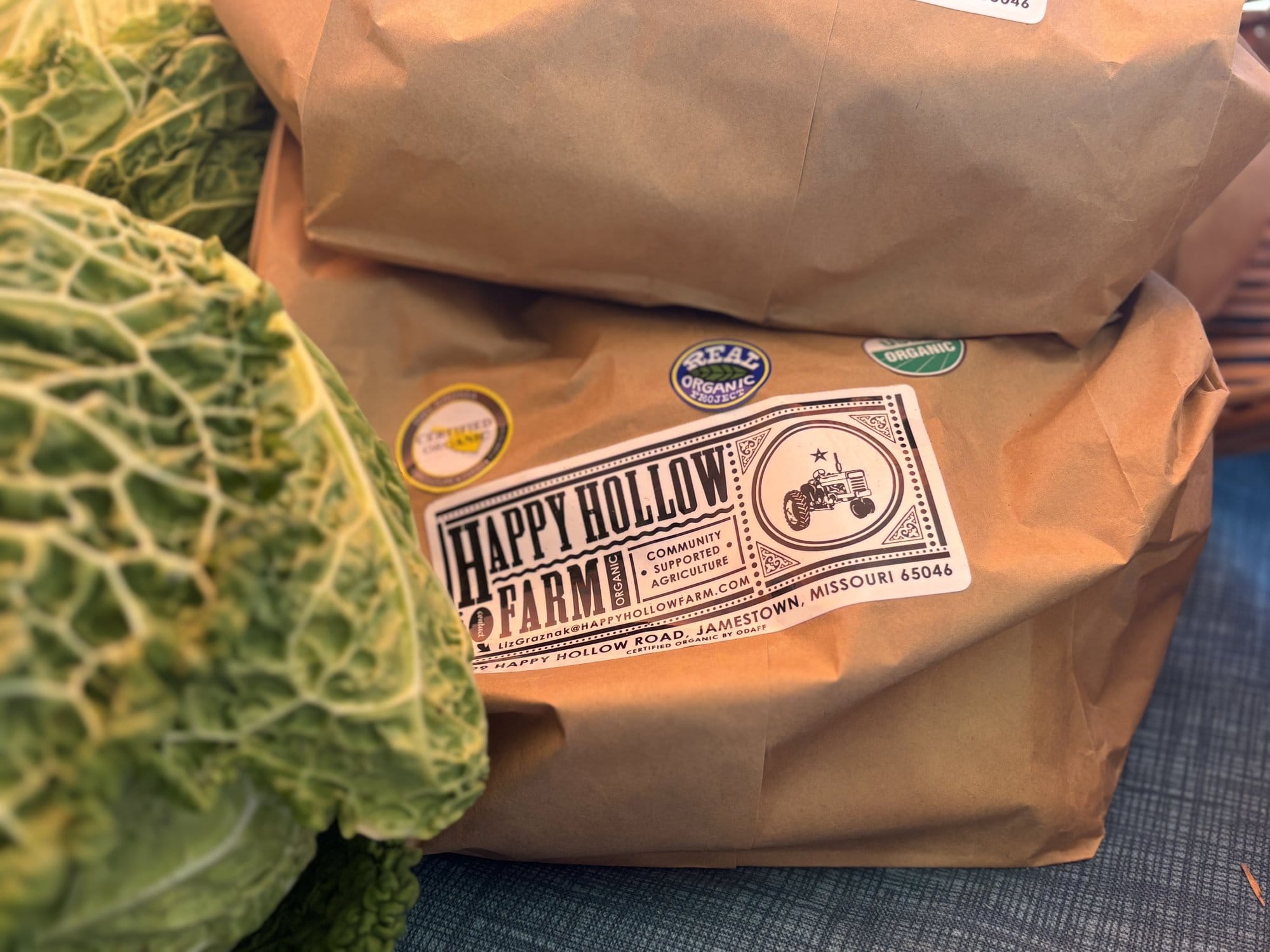 Produce from Happy Hollow Farm at the Columbia Farmers Market.