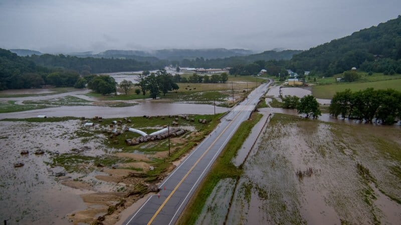 Flooding near the Monroe-Vernon county line in Wisconsin as seen after a massive storm swept through the area.