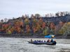 Journalists tour the Missouri River by boat in fall 2022.