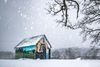 Snow fell over the American Gothic Barn 