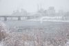 A view of the Cedar River as snow fell in Cedar Rapids, Iowa