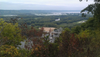 A view of the river, a bridge, and the surrounding landscape