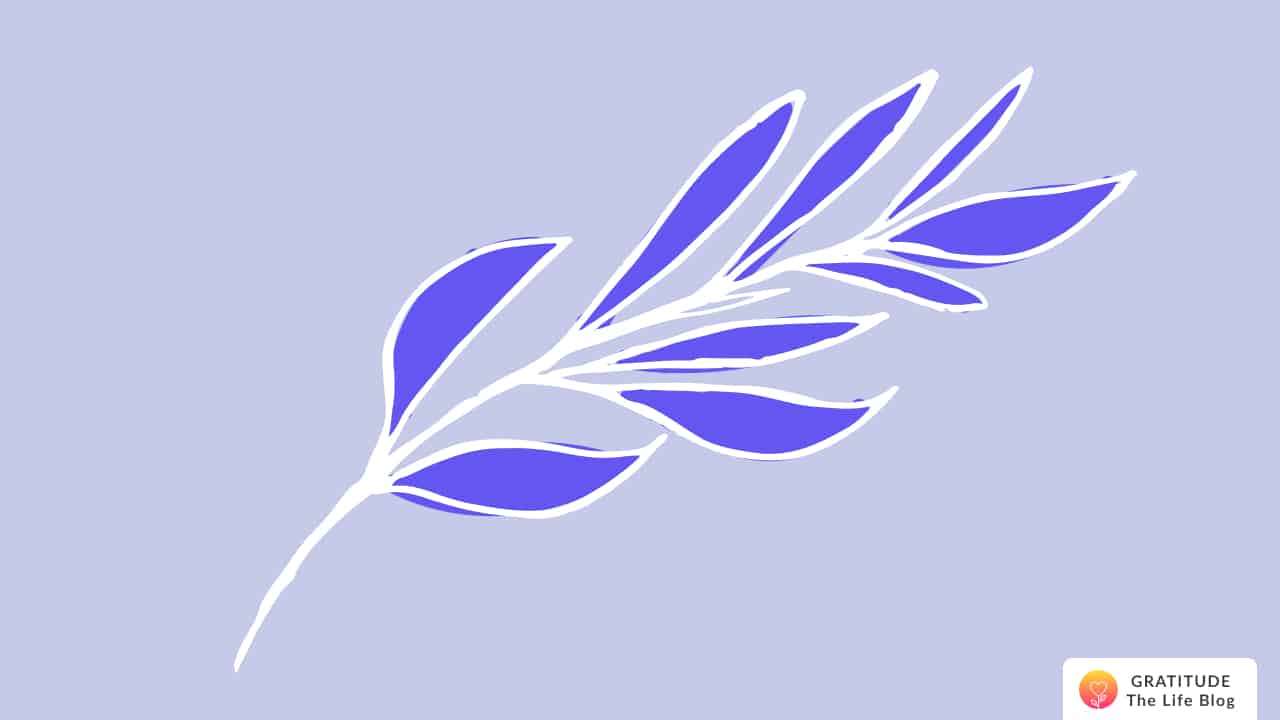Illustration of a white and blue leaf branch